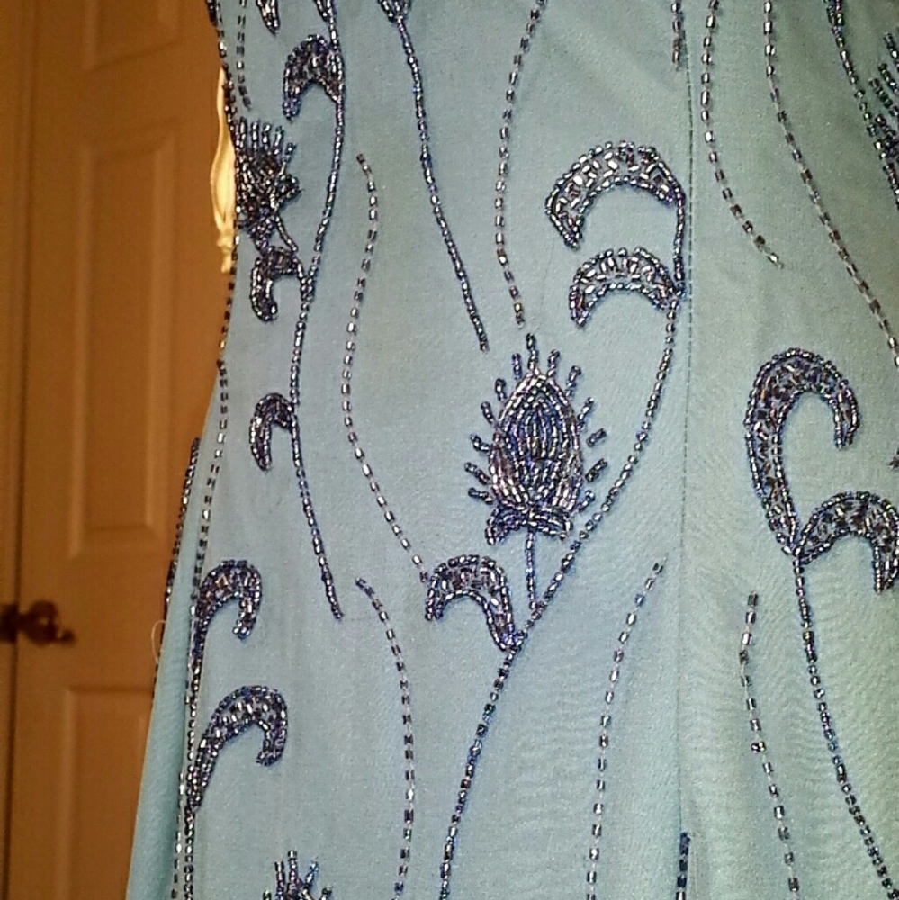 Blue beaded formal dress - Picture 7 of 8